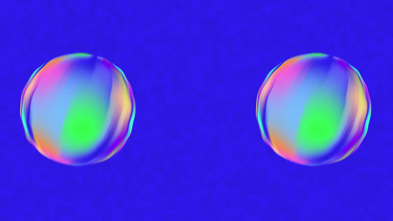 Rainbow colored rotating sphere soap bubbles motion graphics