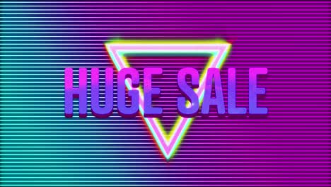 Animation-of-huge-sale-text-in-glowing-purple-letters-over-neon-lines-and-triangles