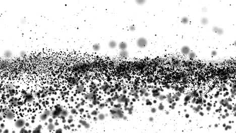 fondo monocromático abstracto con partículas que se mueven en ondas en el espacio