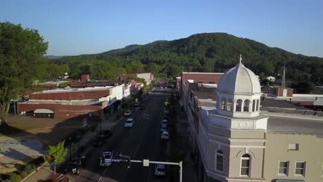 small town usa aerial...marion north carolina in 4k