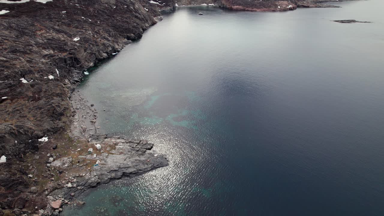 Beautiful Greenlandic Fjord in West Greenland, Drone View - Tilt Shot