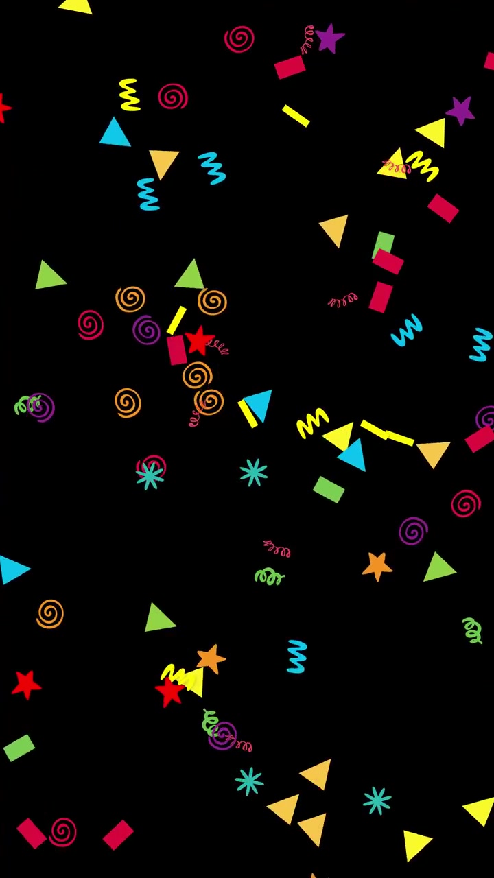 Confetti colorati che cadono su uno sfondo nero