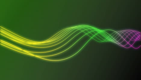 colourful lightning flashes and wavy lines on a dark green background