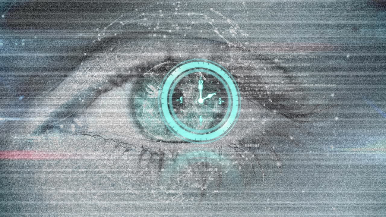 animación de la red de conexiones sobre el ojo de la mujer