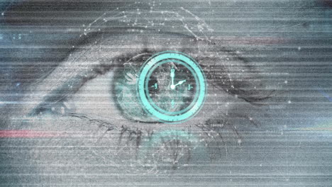 animation eines netzwerks von verbindungen über das auge einer frau