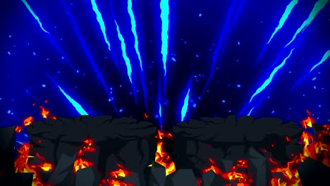 animación de fuego de dibujos animados. fondo de bucle de llama. competencia. juego de batalla.