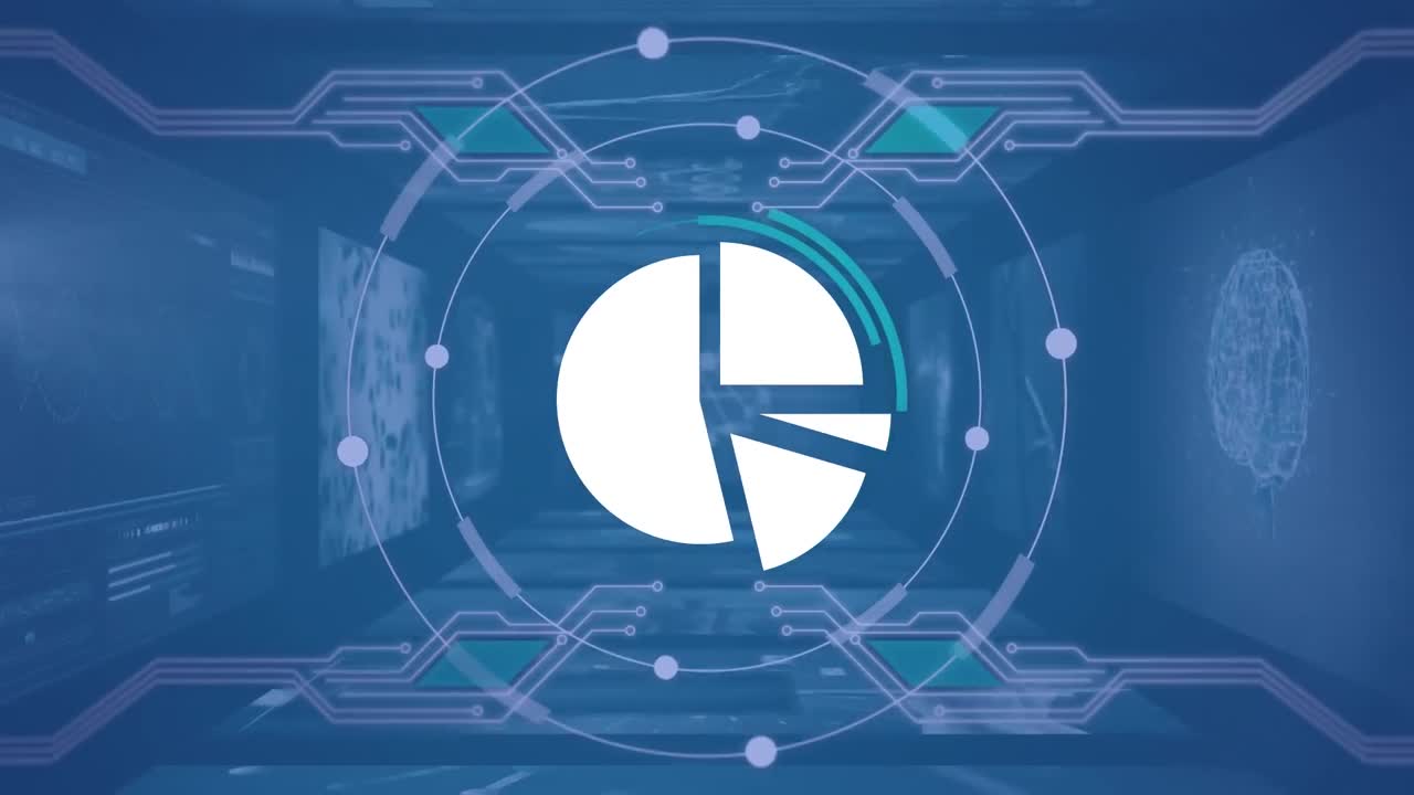 블루 디지털 스크린에 과학적, 생물학적 데이터의 애니메이션