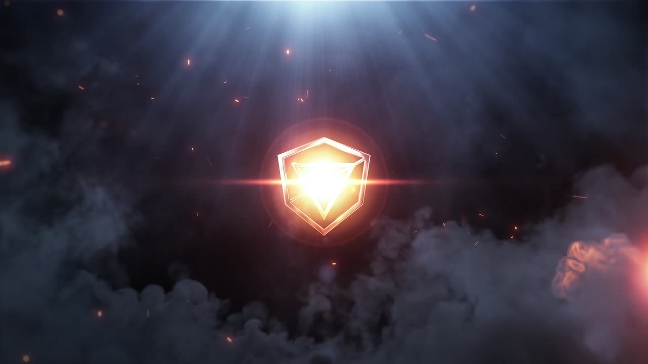 Dramatic Metallic Shield Logo Reveal with Light and Smoke