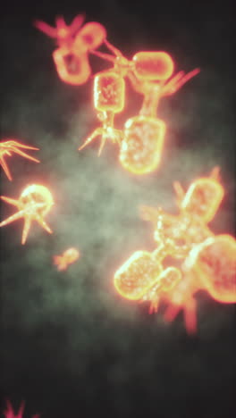 microscopic view of glowing orange cells