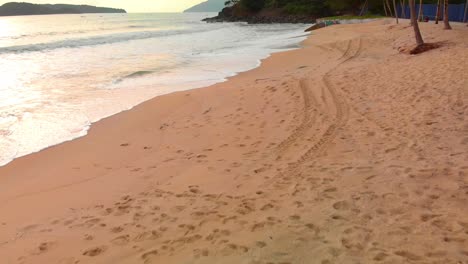 beach with waves in sunset