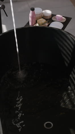 Modern Black Bath with Spa Accessories