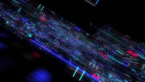 flying over abstract motion background, a futuristic circuit board, digital motherboard.