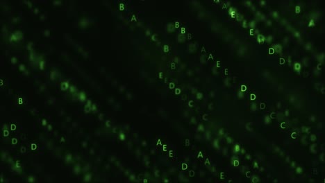 pantalla de color verde con código de texto digital
