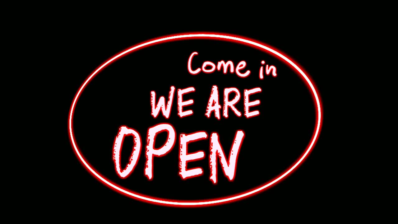 오픈 네온 빛 텍스트 애니메이션 모션 그래픽 검은 배경으로 움직이는 텍스트