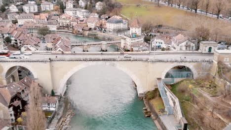 bern old town - nydeggbrucke arched freestone bridge with city and river view