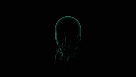 Glowing-green-jellyfish-shines-in-dark-background