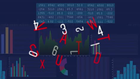 Animation-Sich-ändernder-Zahlen-Und-Alphabete,-Die-Gegen-Die-Statistische-Datenverarbeitung-Schweben