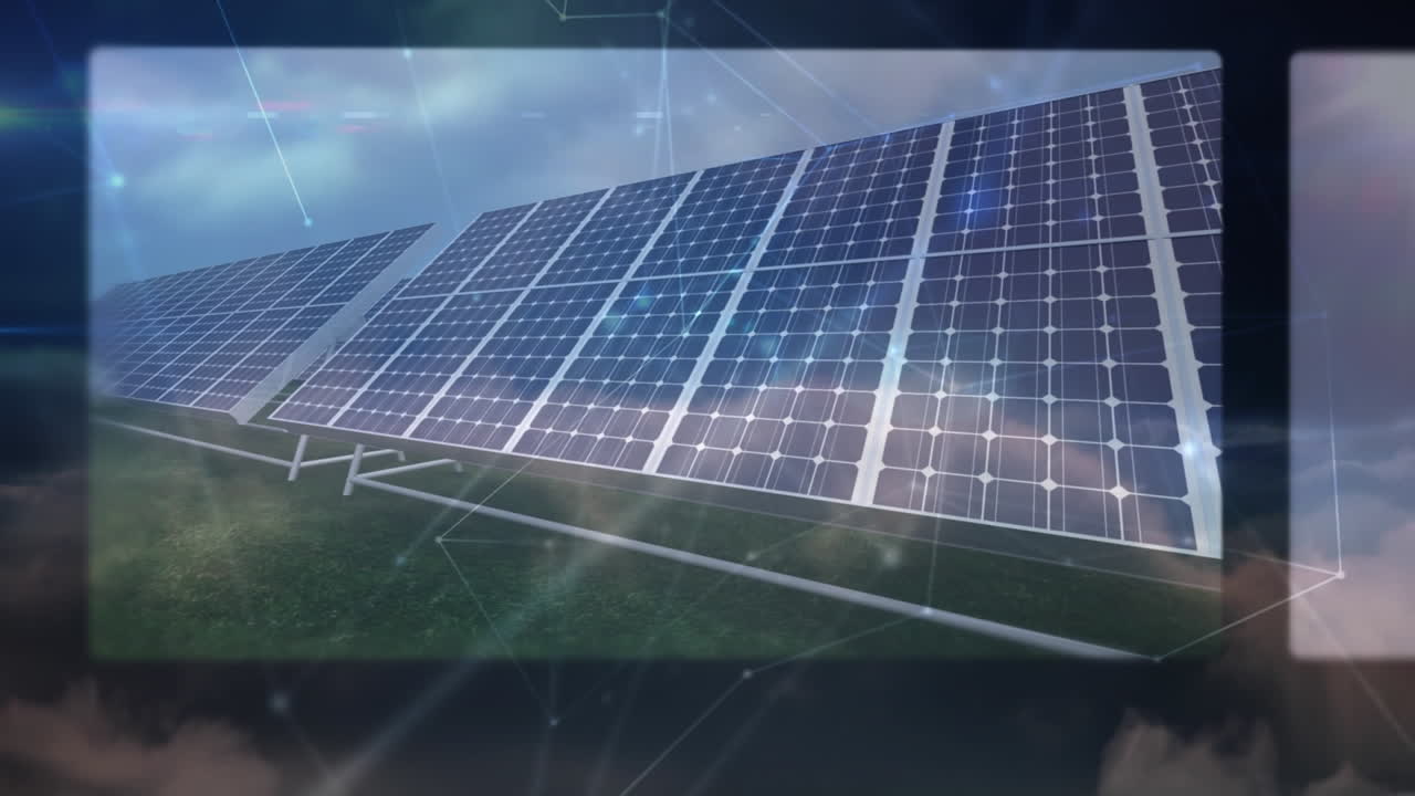 태양 전지 패널을 통한 연결 네트워크의 애니메이션
