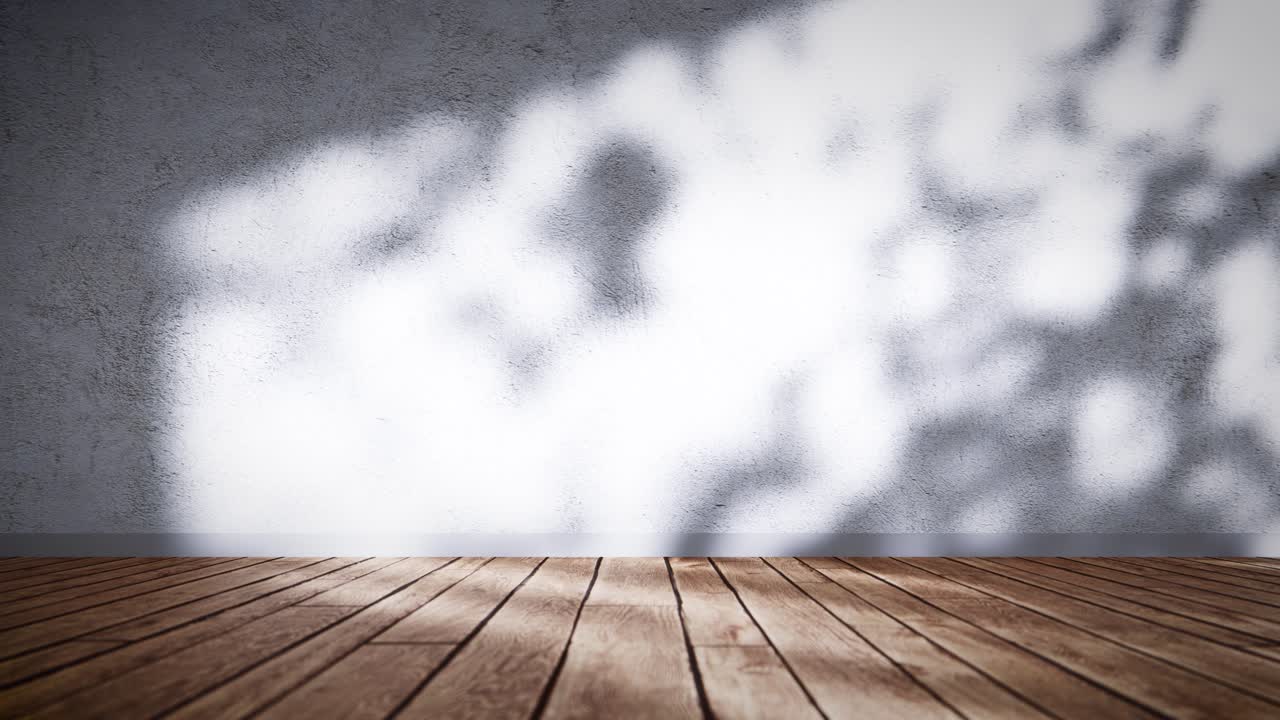 Ombre in movimento su una parete strutturata con pavimento in legno