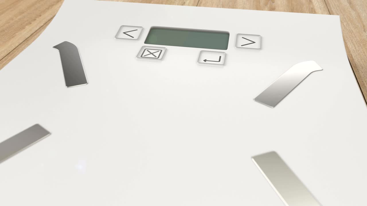 Electronic weight scales on the floor and weight loss concept with diet