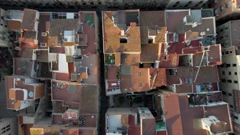 a tranquil top-down view of a tarragona, spain neighborhood bathed in the morning light