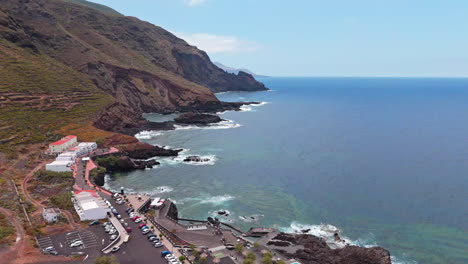 aerial view of garachico coast, tenerife. serene seaside and cliffs