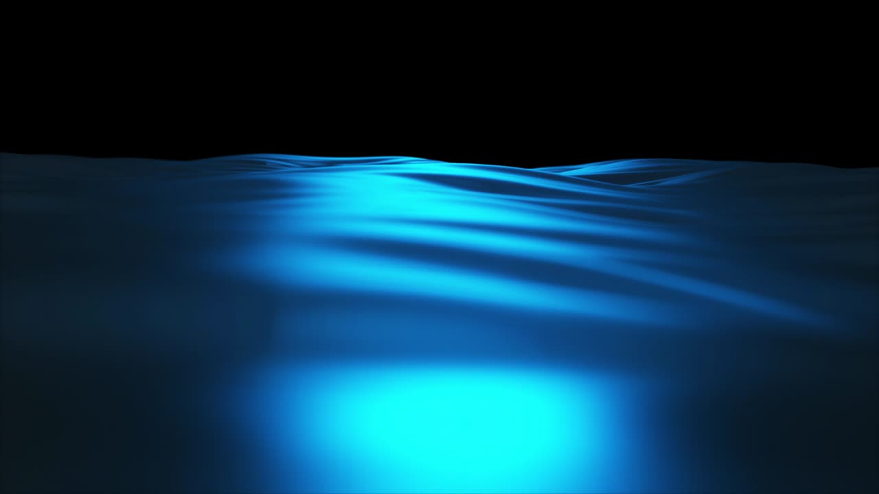 천천히 움직이는 투명한 물 선이 화면을 가득 채니다. 물이 어지고 흔들리는 느린 동작, 액체 표면 파동 가까이. 고립된 검은 바탕에 원활한 루프 3d 렌더링