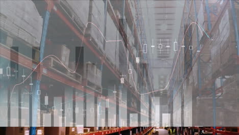 animación del procesamiento de datos financieros en el fondo del almacén