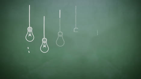 light bulbs appearing on chalkboard