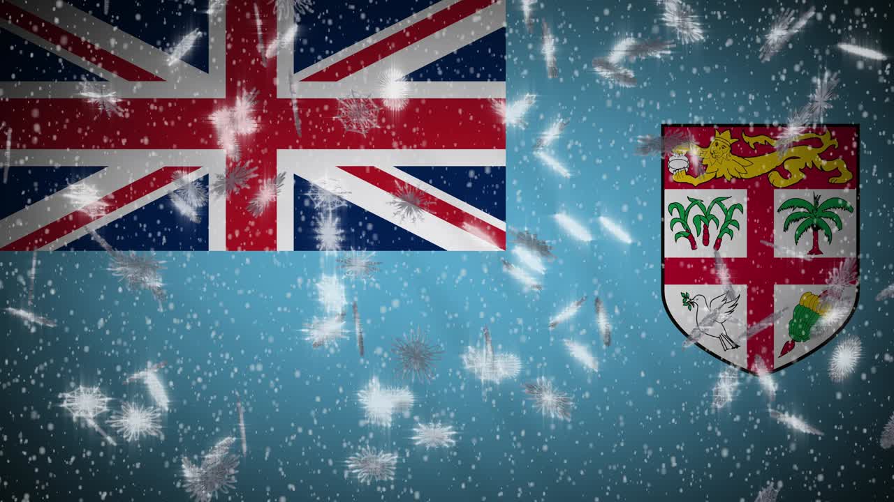 피지 발 떨어지는 눈 루프 가능, 새해와 크리스마스 배경, 루프