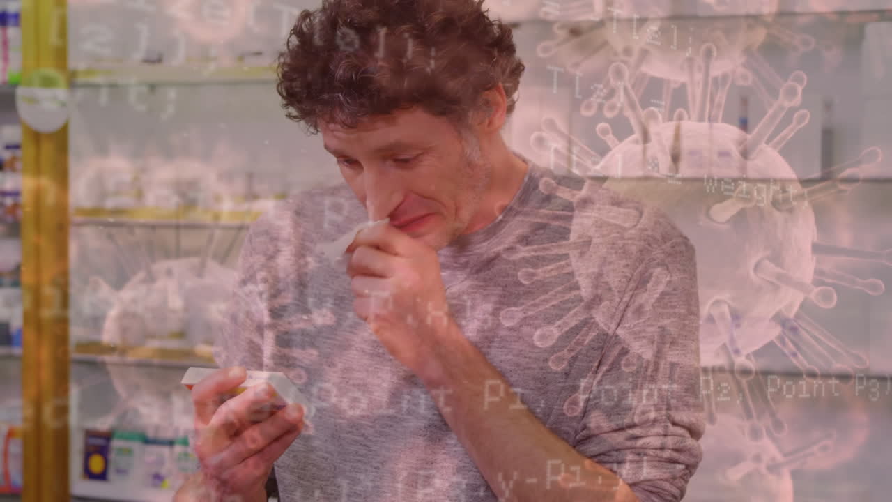 코를  ⁇ 는 사람과 코로나19가 배경으로 퍼지고 있습니다.