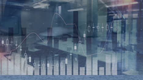 Animación-Del-Procesamiento-De-Datos-Financieros-Sobre-Diversas-Personas-Caminando-Por-La-Calle-Y-Oficinas-Vacías