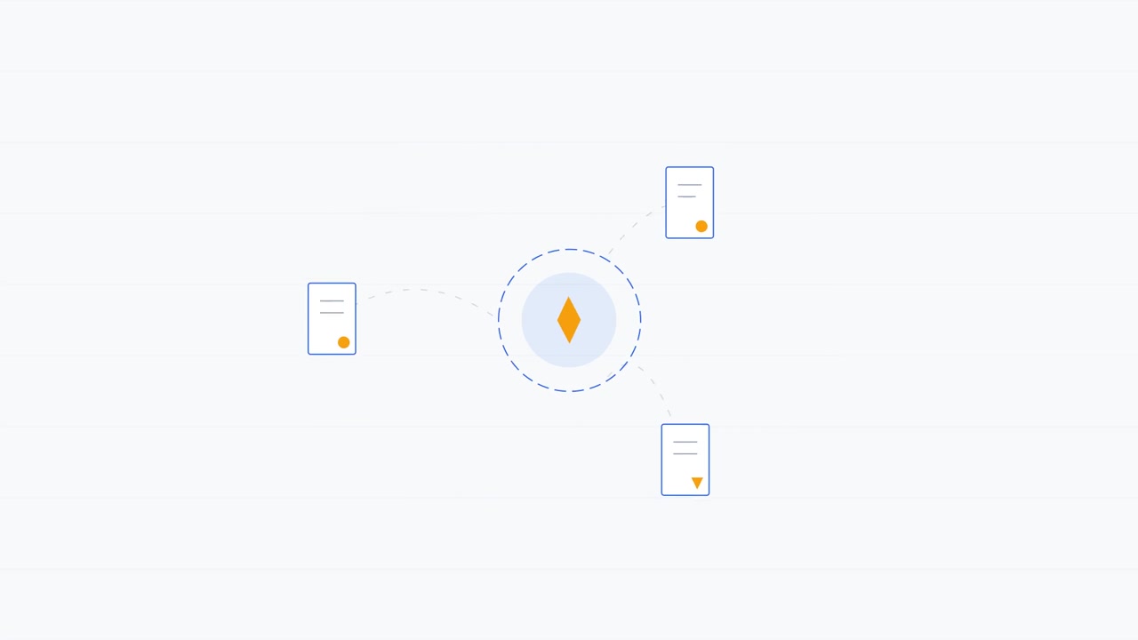 Animated Network Diagram Showing Data Flow Between Central Hub and Connected Nodes
