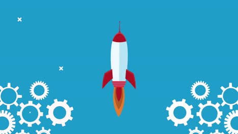 rocket startup and gears business successful animation