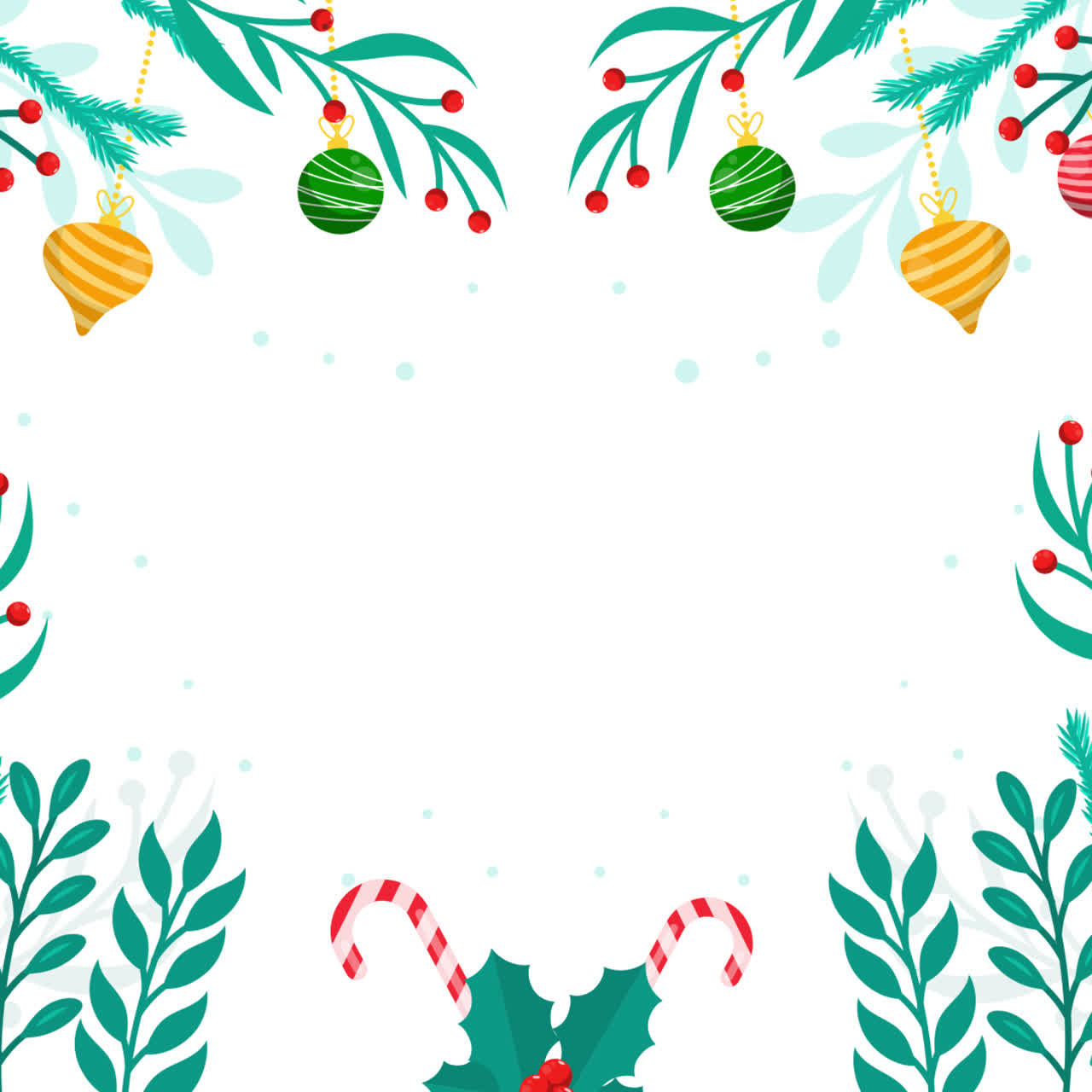 Christmas Background Design with Ornaments and Branches
