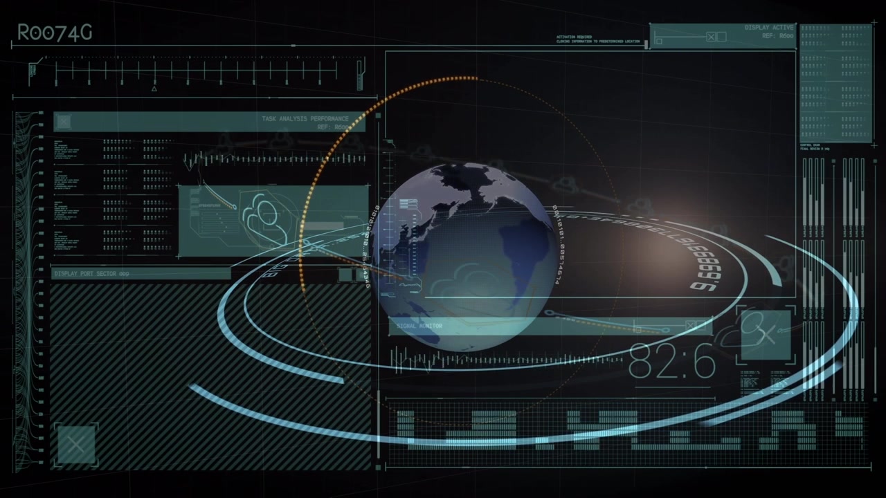 Digital Earth Globe with Futuristic Data Interface