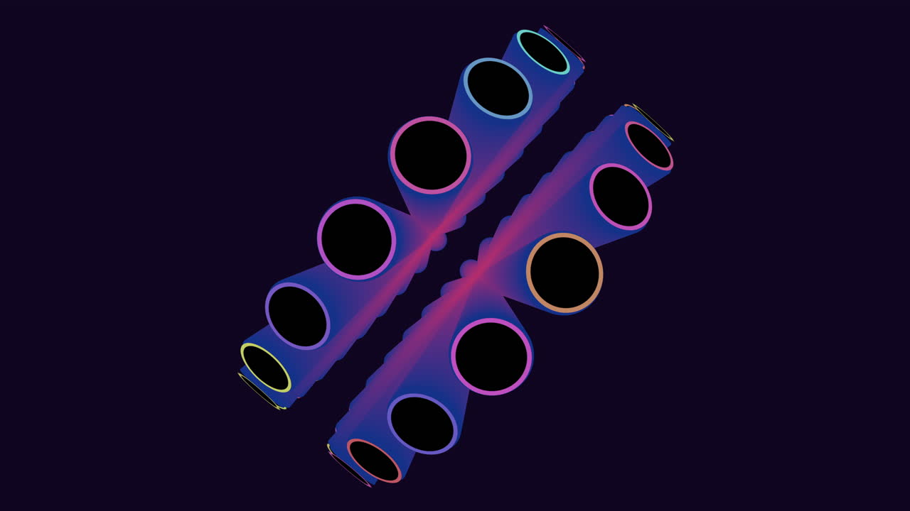 diseño abstracto vibrante círculos y puntos azules y púrpuras sobre fondo negro