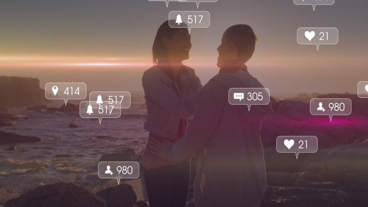 스마트폰을 사용하는 미디어 아이콘과 백인 사업가의 애니메이션