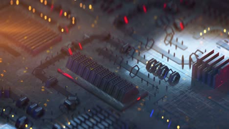 placa electrónica de alta tecnología bucle sin costuras animación de renderizado 3d