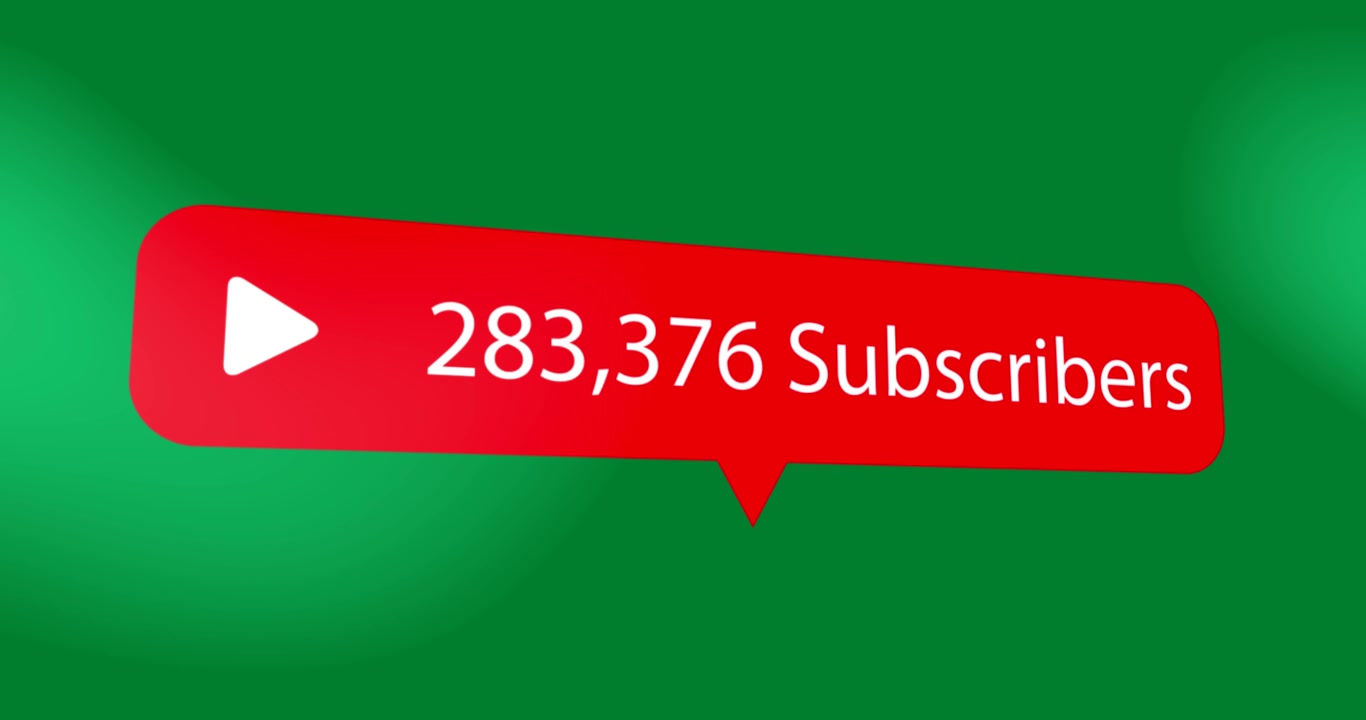 Animated YouTube Subscriber Counter Overlay on Green Screen