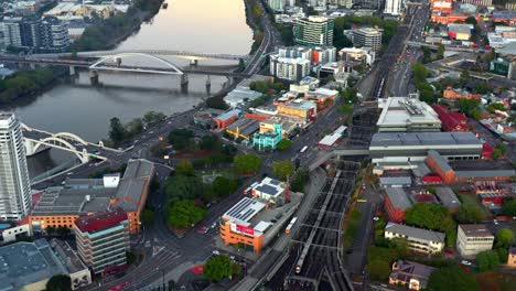 beautiful city scape of brisbane in australia - timelapse aerial shot