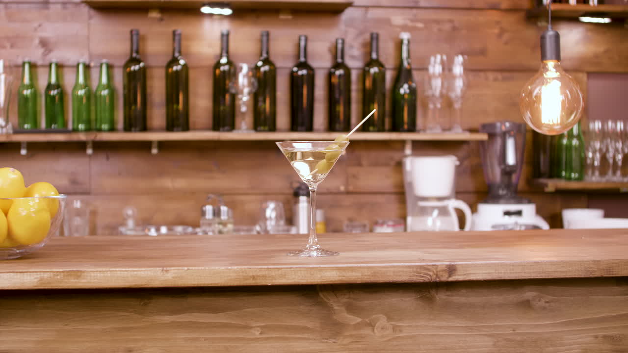 Martini on a Wooden Bar