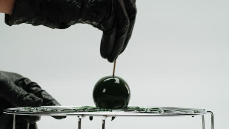Gourmet Green Sphere Dessert in the Making
