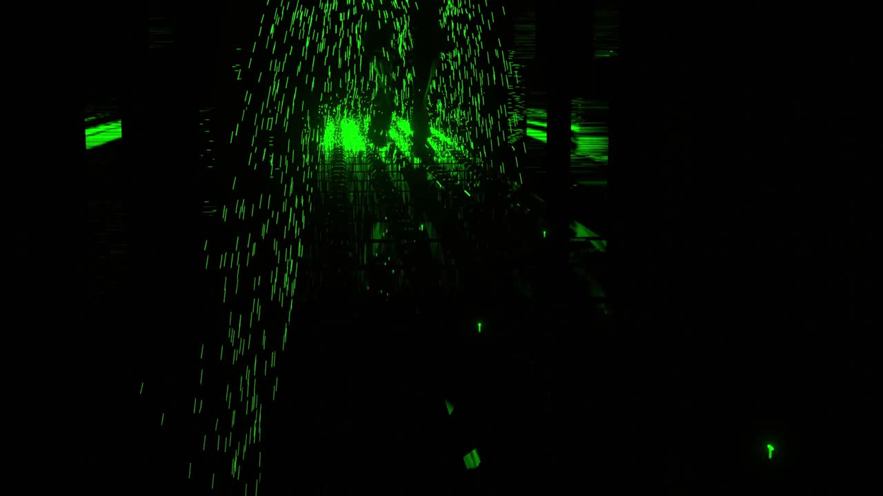 Abstract Green Glowing Lines