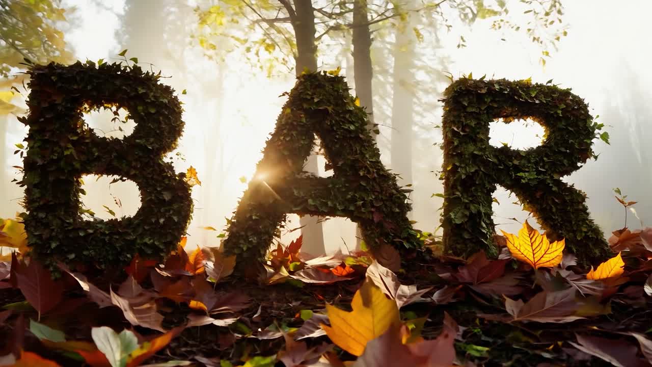 la luz del sol iluminando un letrero de barra de hojas descansa en un suelo del bosque cubierto de hojas de otoño vibrantes