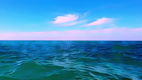 cartoon animation of sea water surface at sunset