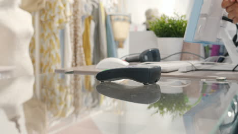 payment transaction at a clothing store