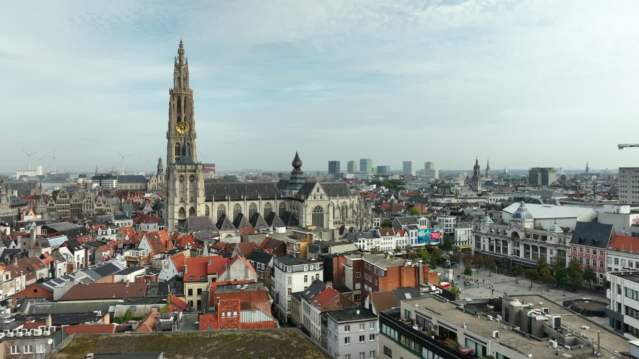 Cathedral of Our Lady in Antwerp on a partly sunny day