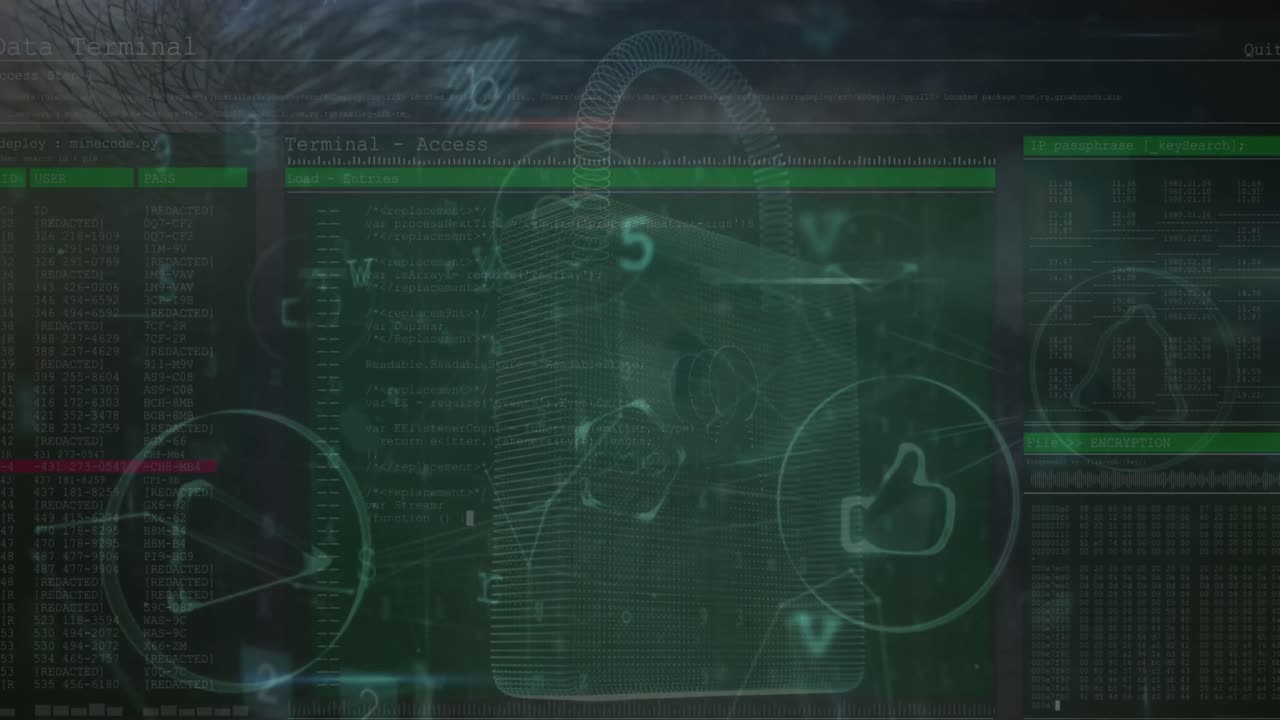 animación del procesamiento de datos sobre un fondo negro