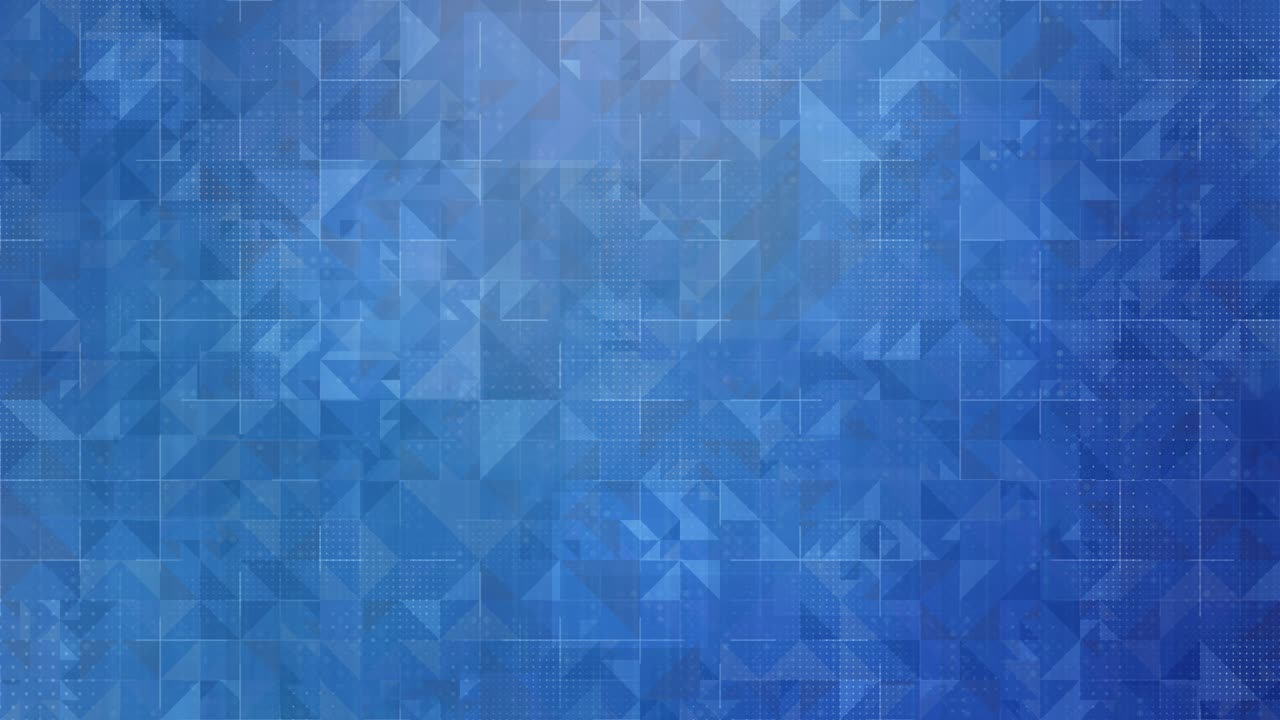 Abstract blue geometric pattern background animation, translucent triangles, digital grid, futuristic tech aesthetic backdrop